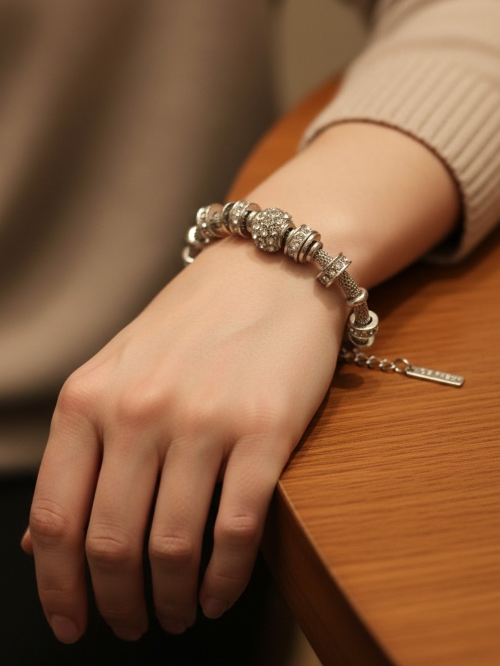 Joe Fresh Silver Toned Beaded Charm Bracelet